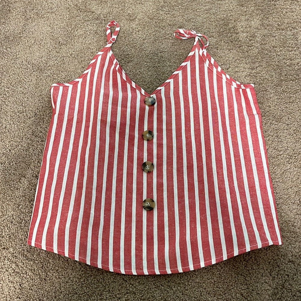 Red and White Stripped Tank Top